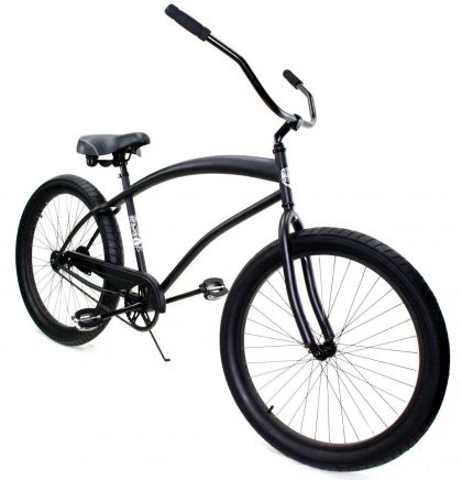 Zycle 26&quot; Cobra Beach Cruiser Bike - Matte Black