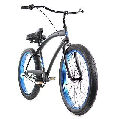 Zycle 3 Speed Cobra Bike - Black Frame / Blue Rims